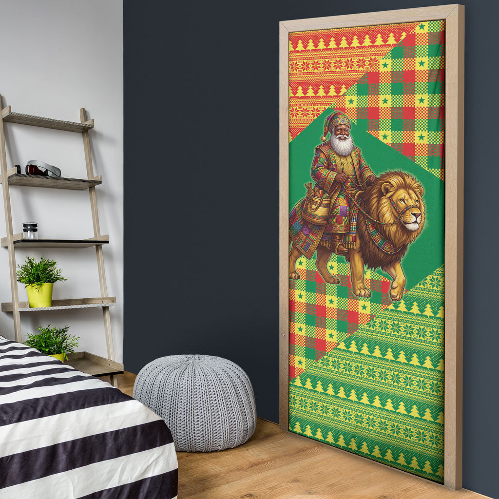 Senegal Christmas Santa Lion Door Cover Thioub Traditional Woven Textile Motif