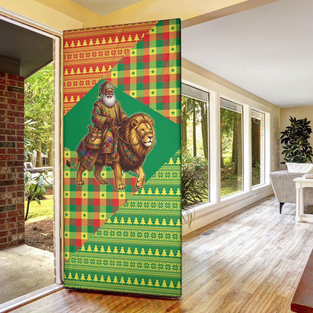 Senegal Christmas Santa Lion Door Cover Thioub Traditional Woven Textile Motif