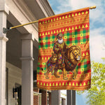 Senegal Christmas Santa Lion Garden Flag Thioub Traditional Woven Textile Motif