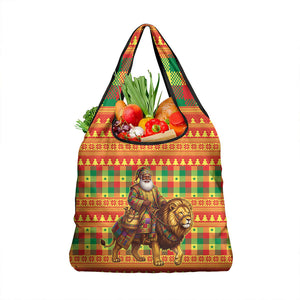 Senegal Christmas Santa Lion Grocery Bag Thioub Traditional Woven Textile Motif