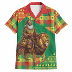 Senegal Christmas Santa Lion Hawaiian Shirt Thioub Traditional Woven Textile Motif