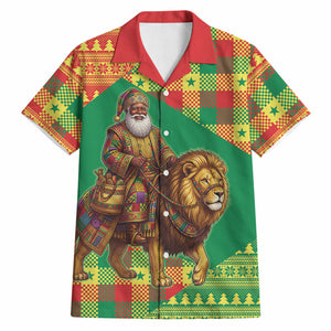 Senegal Christmas Santa Lion Hawaiian Shirt Thioub Traditional Woven Textile Motif