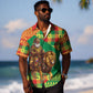 Senegal Christmas Santa Lion Hawaiian Shirt Thioub Traditional Woven Textile Motif