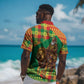 Senegal Christmas Santa Lion Hawaiian Shirt Thioub Traditional Woven Textile Motif