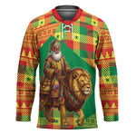 Senegal Christmas Santa Lion Hockey Jersey Thioub Traditional Woven Textile Motif