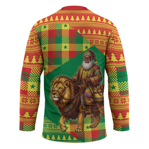 Senegal Christmas Santa Lion Hockey Jersey Thioub Traditional Woven Textile Motif