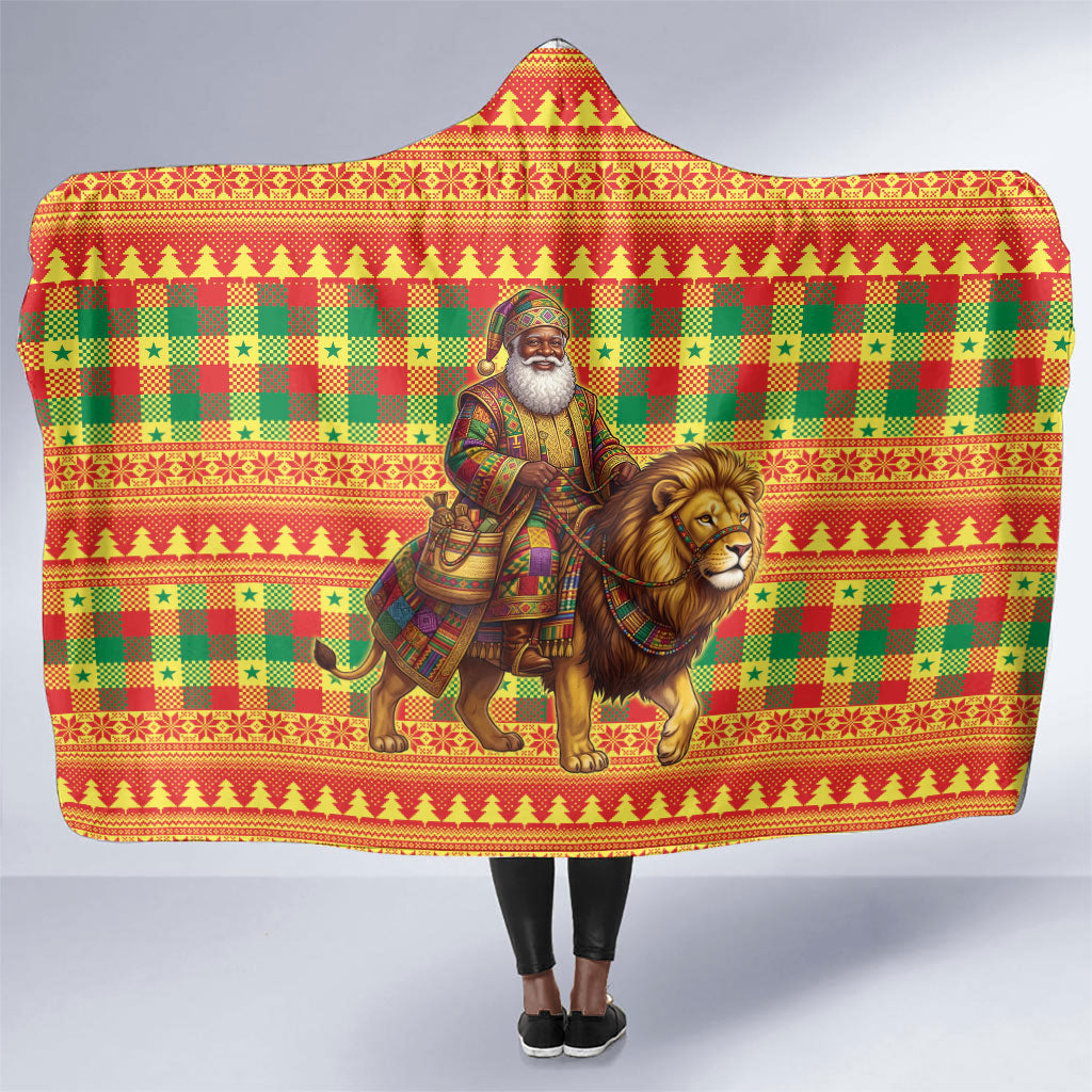 Senegal Christmas Santa Lion Hooded Blanket Thioub Traditional Woven Textile Motif