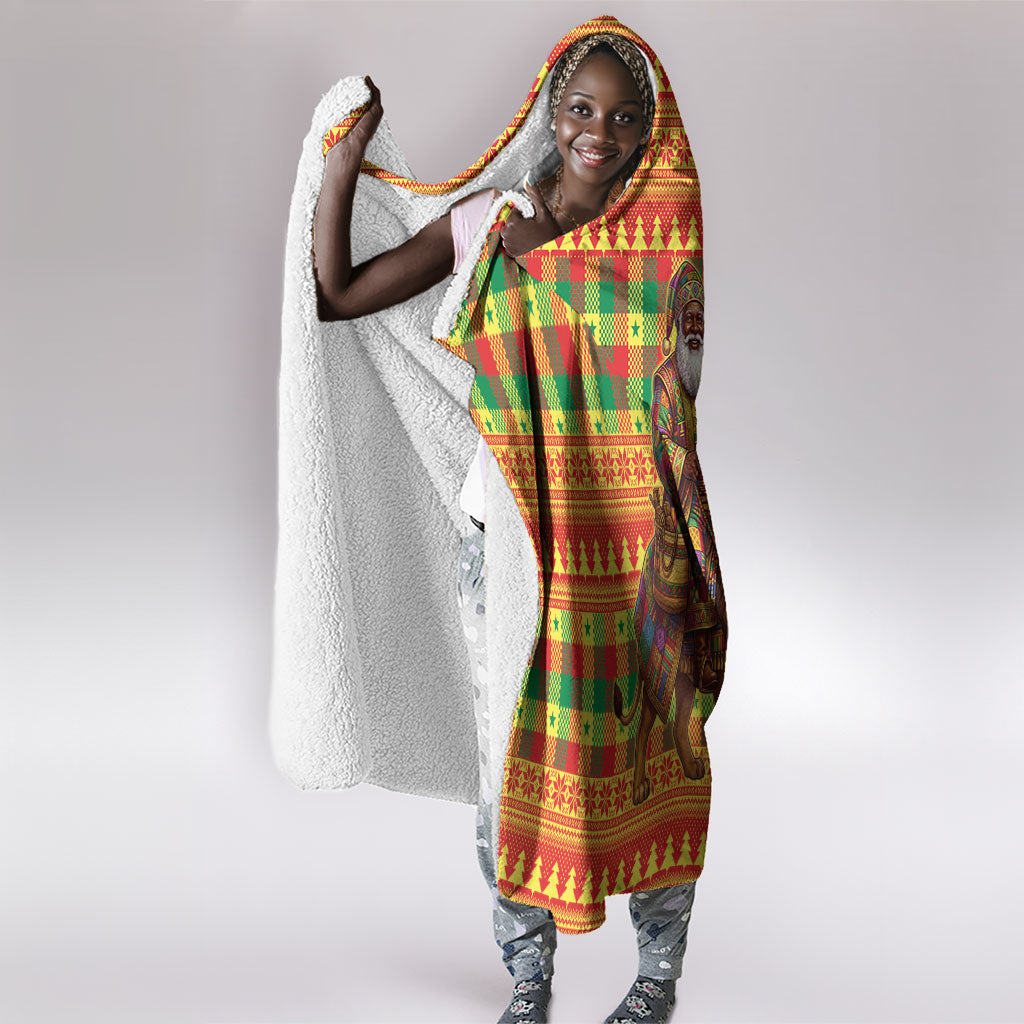 Senegal Christmas Santa Lion Hooded Blanket Thioub Traditional Woven Textile Motif