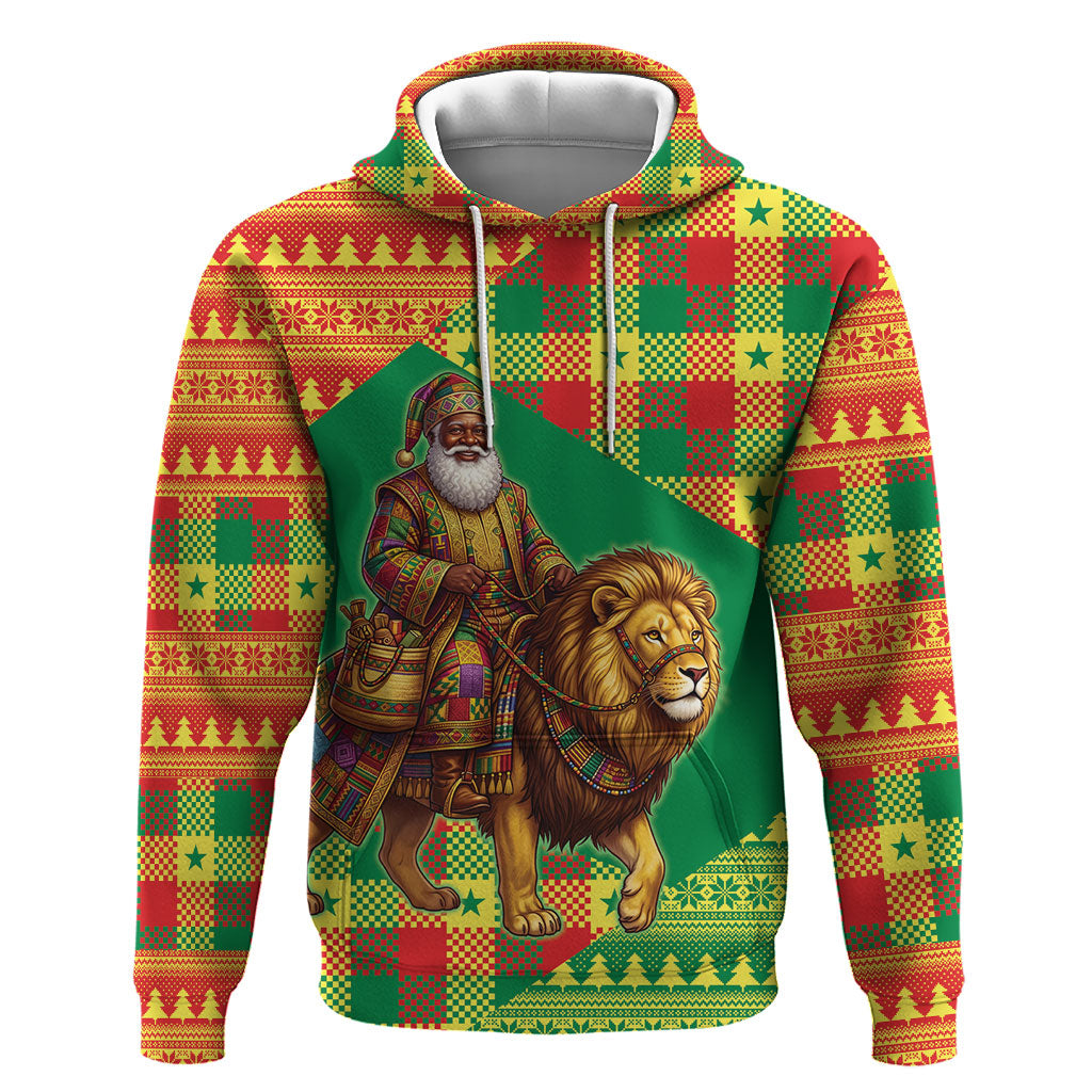 Senegal Christmas Santa Lion Hoodie Thioub Traditional Woven Textile Motif