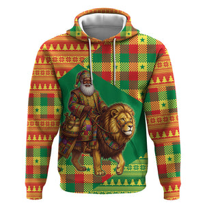 Senegal Christmas Santa Lion Hoodie Thioub Traditional Woven Textile Motif