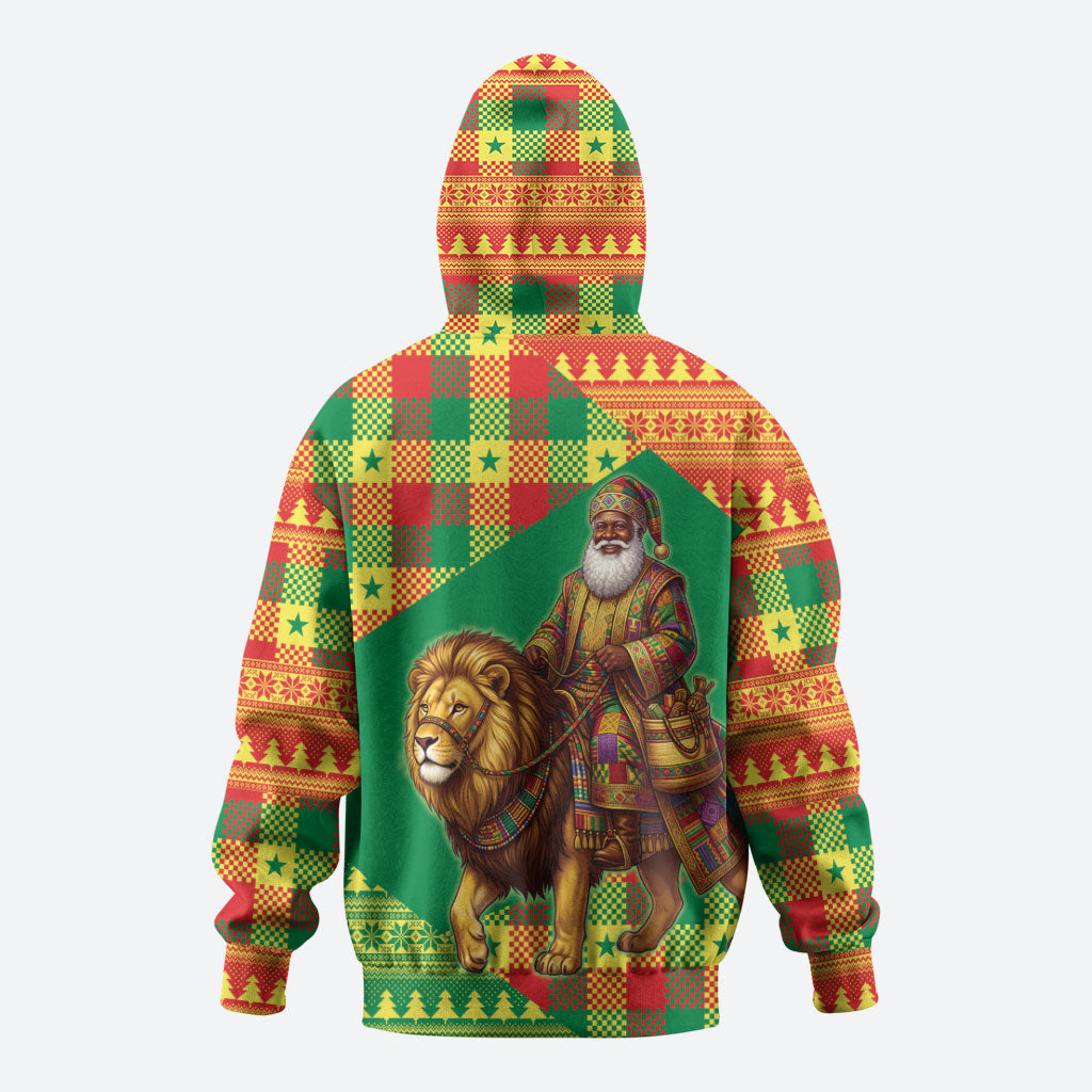 Senegal Christmas Santa Lion Hoodie Thioub Traditional Woven Textile Motif