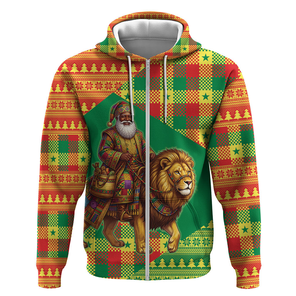 Senegal Christmas Santa Lion Hoodie Thioub Traditional Woven Textile Motif