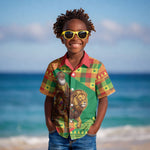Senegal Christmas Santa Lion Kid Hawaiian Shirt Thioub Traditional Woven Textile Motif