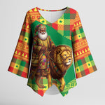 Senegal Christmas Santa Lion Kimono Sleeve Blouse Thioub Traditional Woven Textile Motif