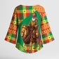Senegal Christmas Santa Lion Kimono Sleeve Blouse Thioub Traditional Woven Textile Motif