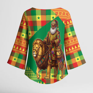 Senegal Christmas Santa Lion Kimono Sleeve Blouse Thioub Traditional Woven Textile Motif