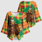 Senegal Christmas Santa Lion Kimono Sleeve Blouse Thioub Traditional Woven Textile Motif