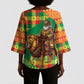 Senegal Christmas Santa Lion Kimono Sleeve Blouse Thioub Traditional Woven Textile Motif