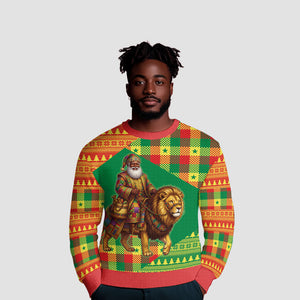 Senegal Christmas Santa Lion Ugly Christmas Sweater Thioub Traditional Woven Textile Motif