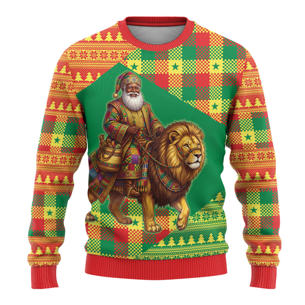 Senegal Christmas Santa Lion Ugly Christmas Sweater Thioub Traditional Woven Textile Motif