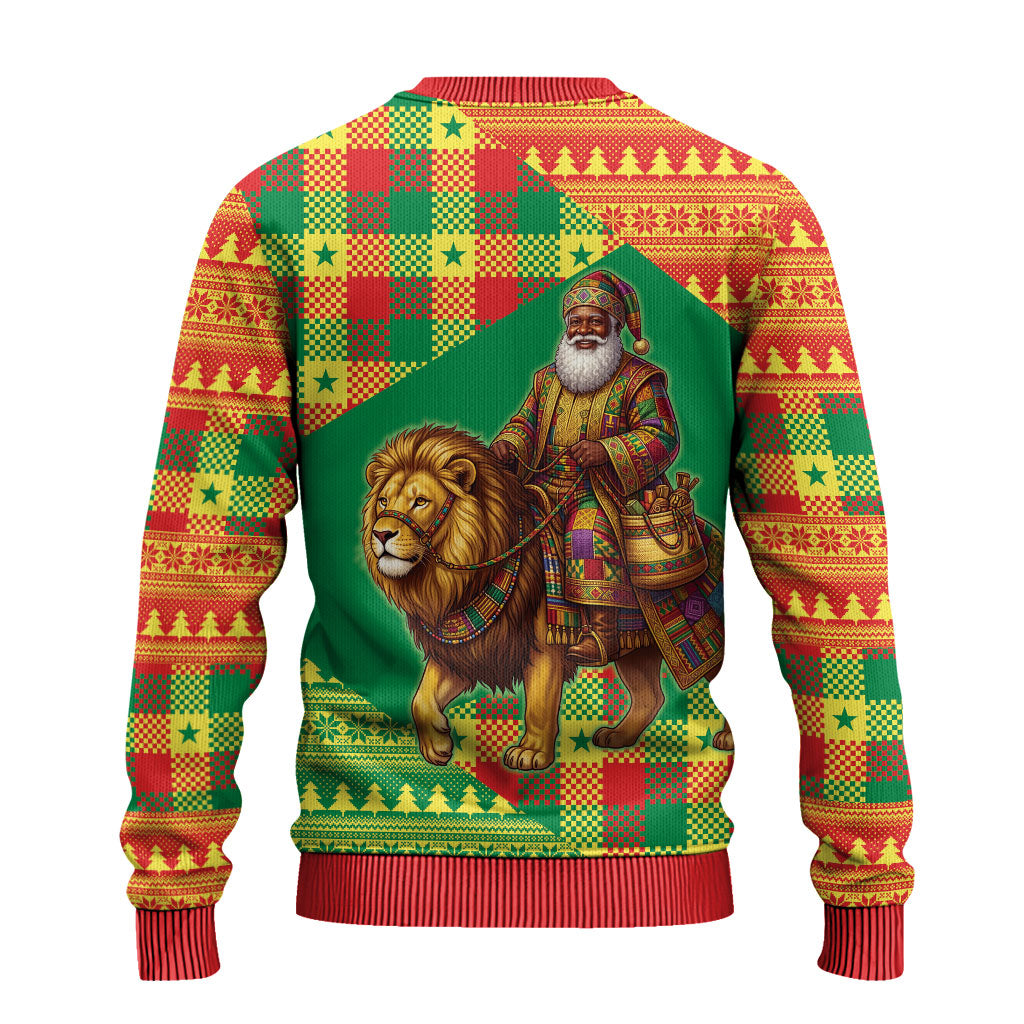 Senegal Christmas Santa Lion Ugly Christmas Sweater Thioub Traditional Woven Textile Motif