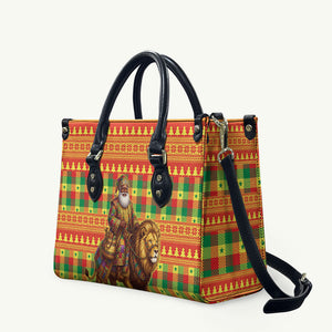 Senegal Christmas Santa Lion Leather Bag Thioub Traditional Woven Textile Motif