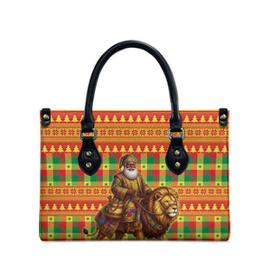 Senegal Christmas Santa Lion Leather Bag Thioub Traditional Woven Textile Motif