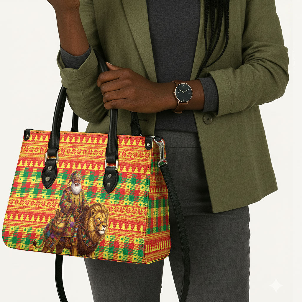 Senegal Christmas Santa Lion Leather Bag Thioub Traditional Woven Textile Motif