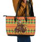 Senegal Christmas Santa Lion Leather Tote Bag Thioub Traditional Woven Textile Motif