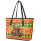Senegal Christmas Santa Lion Leather Tote Bag Thioub Traditional Woven Textile Motif