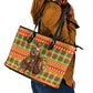 Senegal Christmas Santa Lion Leather Tote Bag Thioub Traditional Woven Textile Motif