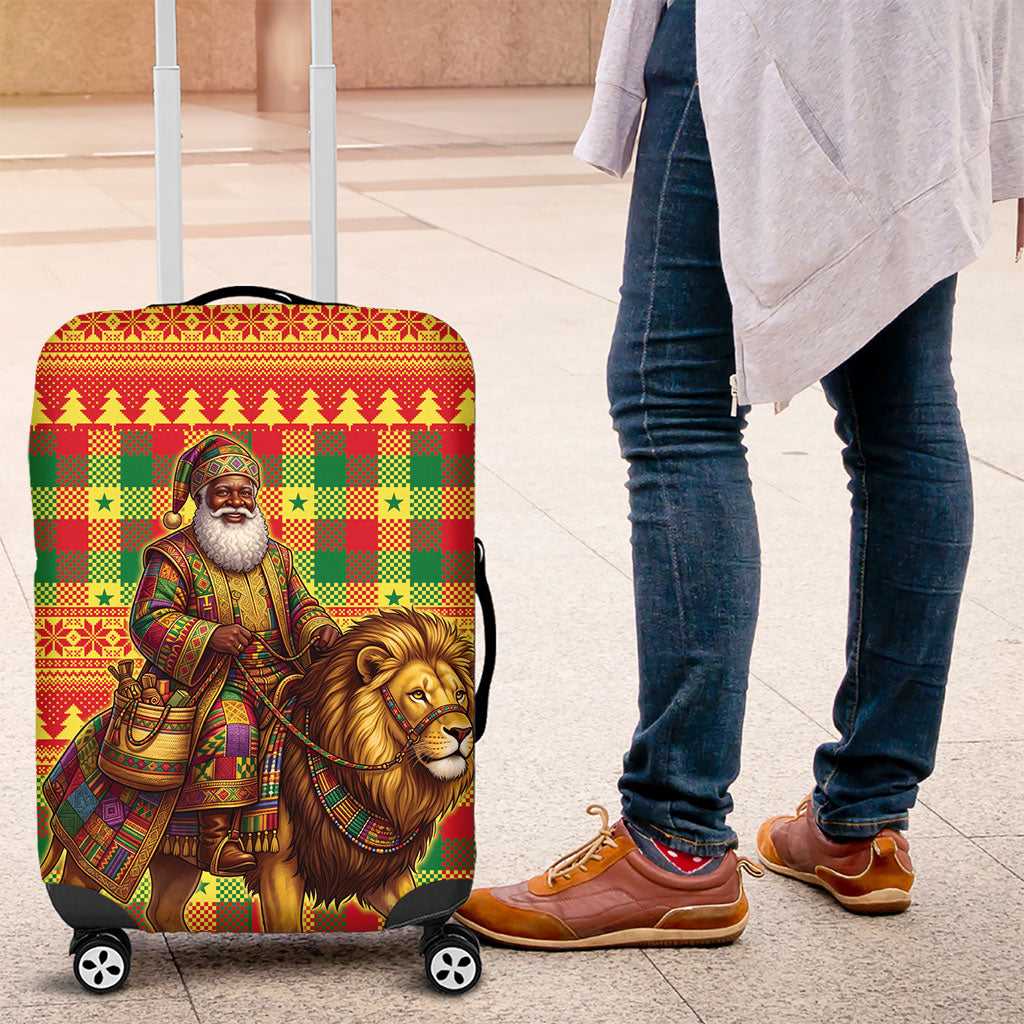 Senegal Christmas Santa Lion Luggage Cover Thioub Traditional Woven Textile Motif