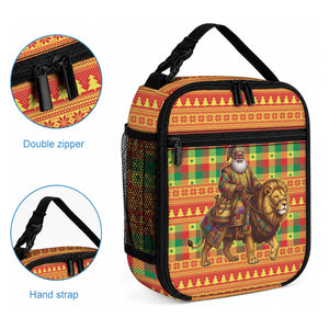Senegal Christmas Santa Lion Lunch Bag Thioub Traditional Woven Textile Motif