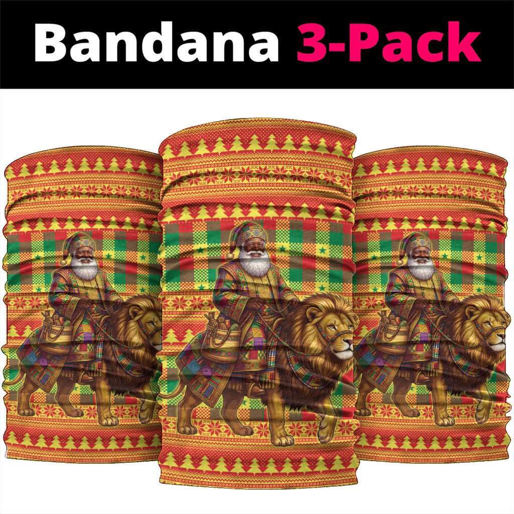 Senegal Christmas Santa Lion Neck Gaiter Thioub Traditional Woven Textile Motif