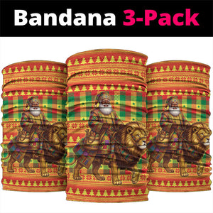 Senegal Christmas Santa Lion Neck Gaiter Thioub Traditional Woven Textile Motif