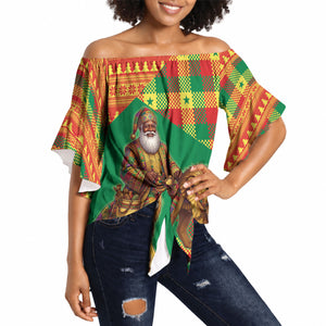Senegal Christmas Santa Lion Off Shoulder Wrap Waist Top Thioub Traditional Woven Textile Motif