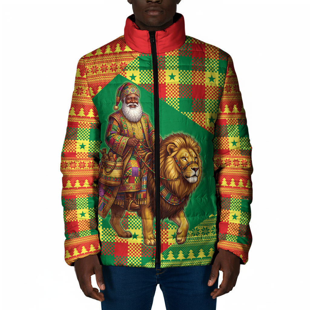 Senegal Christmas Santa Lion Padded Jacket Thioub Traditional Woven Textile Motif