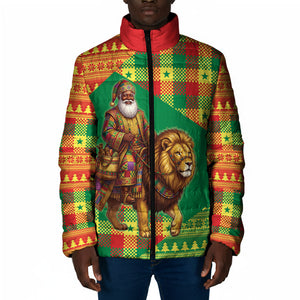 Senegal Christmas Santa Lion Padded Jacket Thioub Traditional Woven Textile Motif
