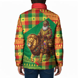 Senegal Christmas Santa Lion Padded Jacket Thioub Traditional Woven Textile Motif