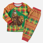Senegal Christmas Santa Lion Christmas Pajama Set Thioub Traditional Woven Textile Motif