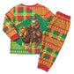 Senegal Christmas Santa Lion Christmas Pajama Set Thioub Traditional Woven Textile Motif
