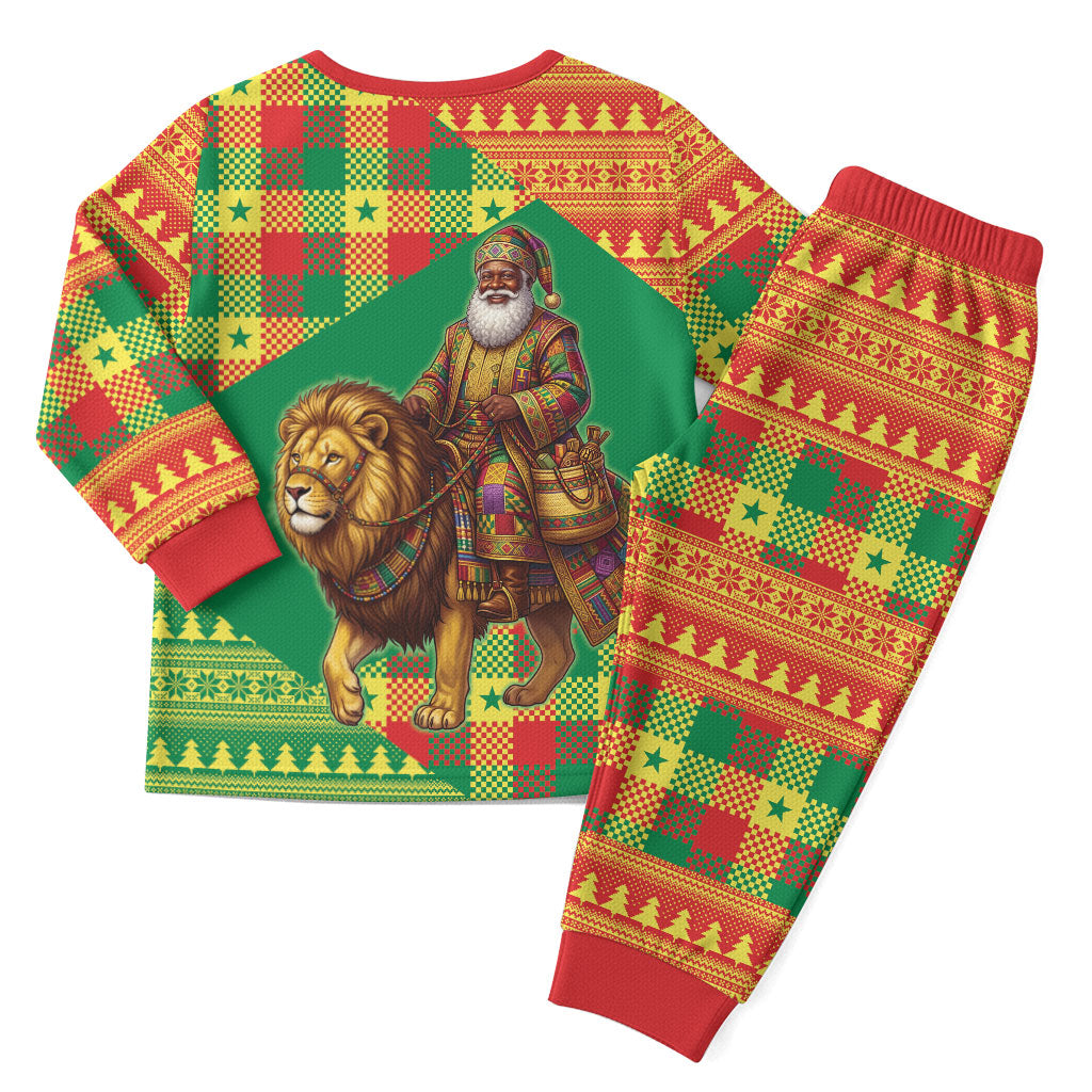 Senegal Christmas Santa Lion Christmas Pajama Set Thioub Traditional Woven Textile Motif