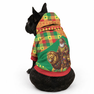 Senegal Christmas Santa Lion Pet Hoodie Thioub Traditional Woven Textile Motif