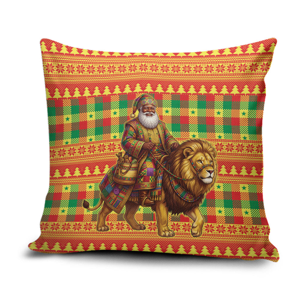 Senegal Christmas Santa Lion Pillow Cover Thioub Traditional Woven Textile Motif