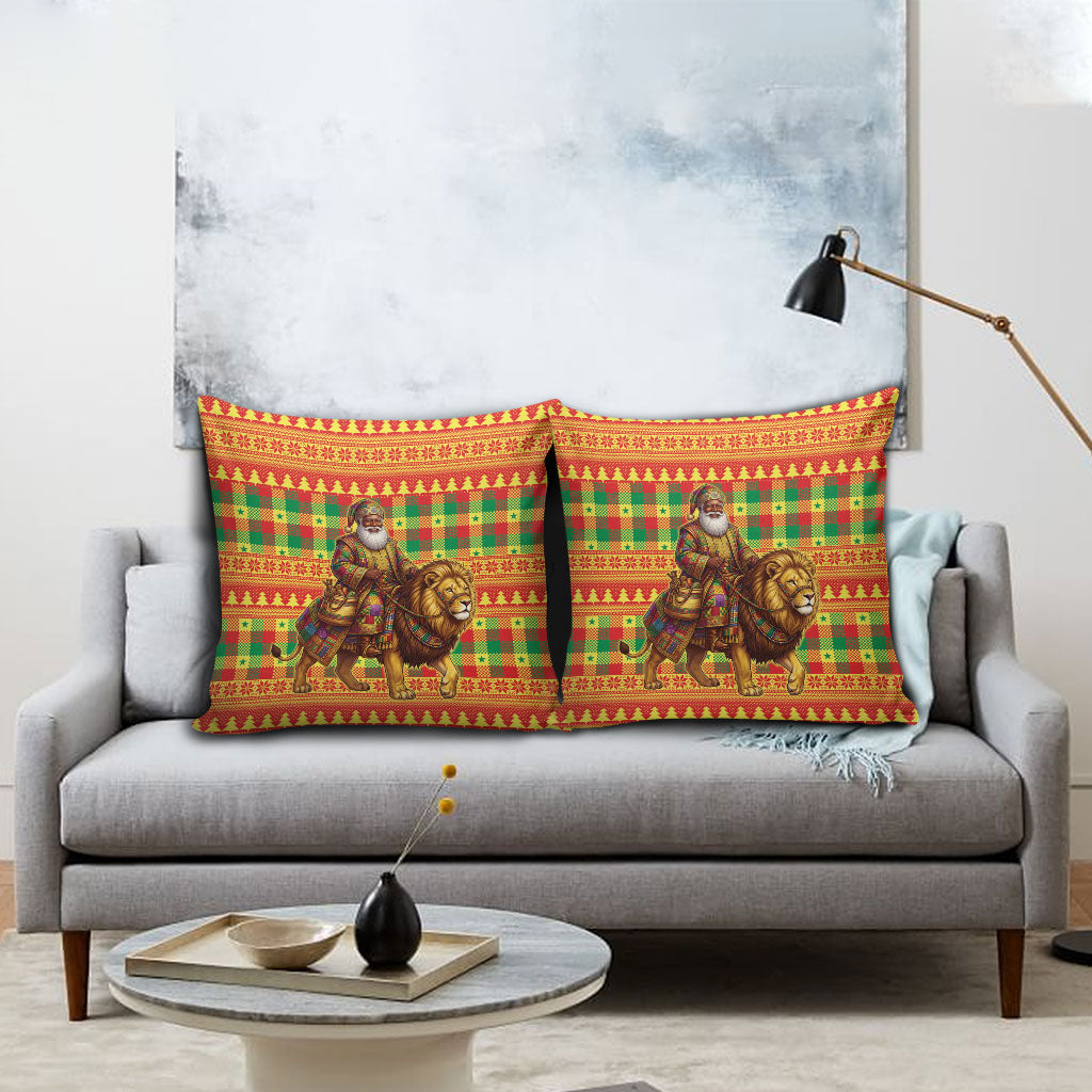 Senegal Christmas Santa Lion Pillow Cover Thioub Traditional Woven Textile Motif
