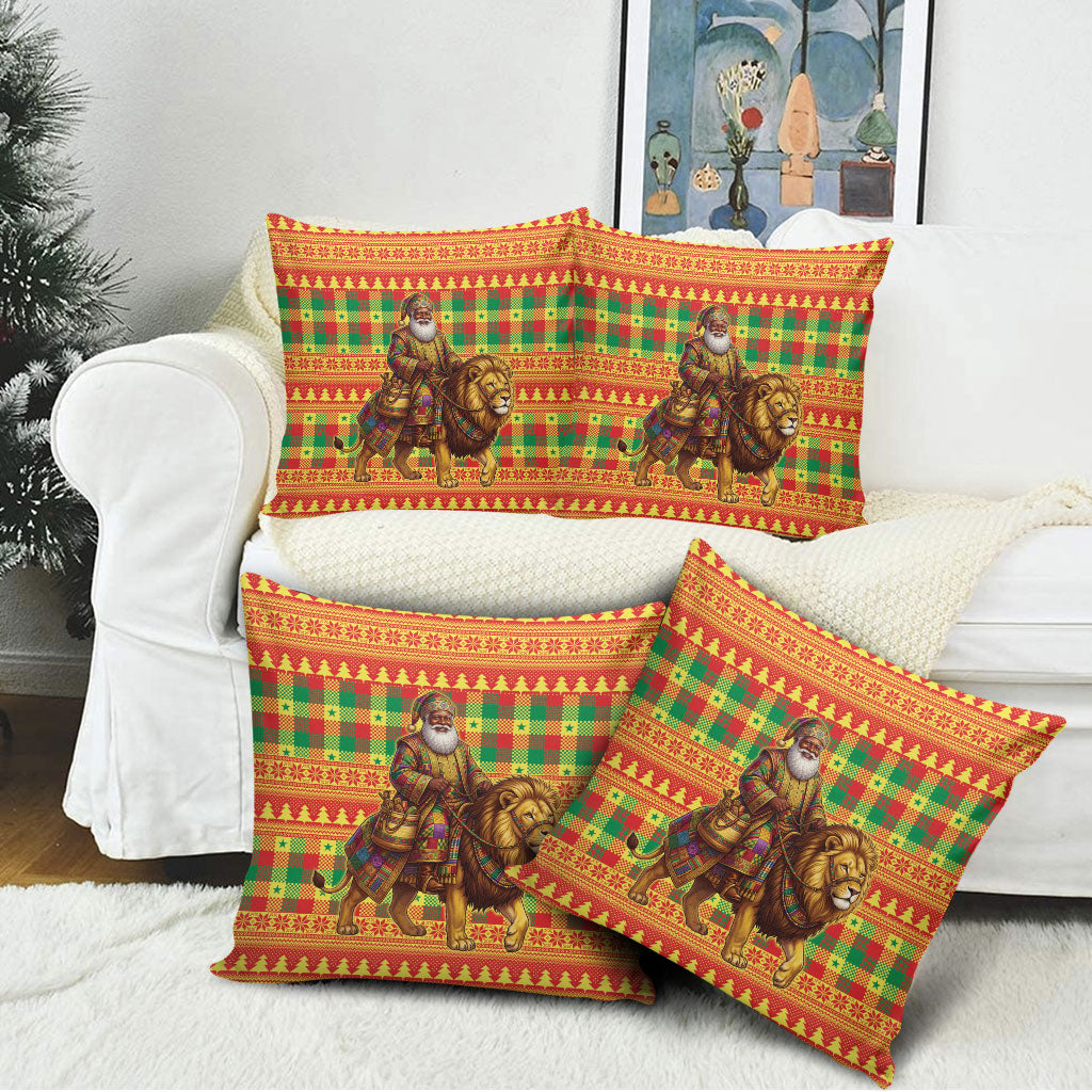 Senegal Christmas Santa Lion Pillow Cover Thioub Traditional Woven Textile Motif
