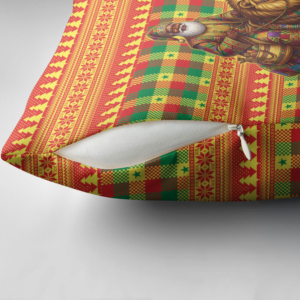 Senegal Christmas Santa Lion Pillow Cover Thioub Traditional Woven Textile Motif