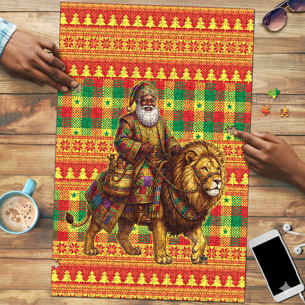 Senegal Christmas Santa Lion Puzzle Thioub Traditional Woven Textile Motif