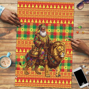 Senegal Christmas Santa Lion Puzzle Thioub Traditional Woven Textile Motif