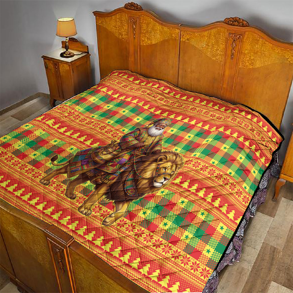Senegal Christmas Santa Lion Quilt Thioub Traditional Woven Textile Motif